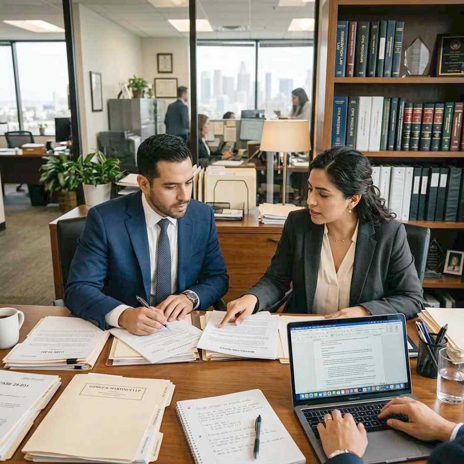 Abogado reunido con su cliente en una oficina de Chandler, Arizona