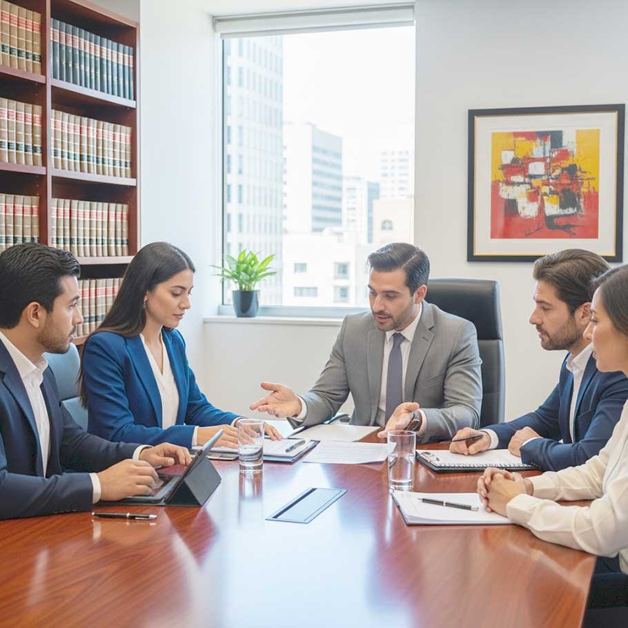 Abogado reunido con su cliente en el área de Decatur, Georgia