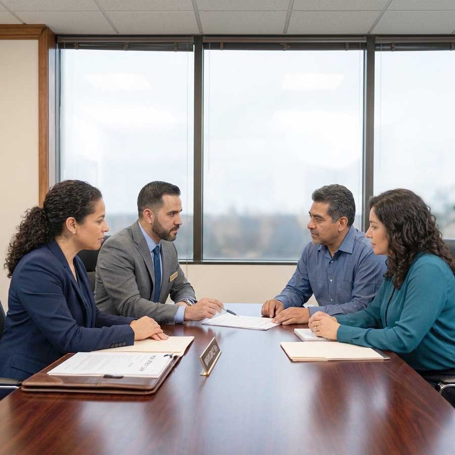 Abogado reunido con su cliente en Farmington, Nuevo México