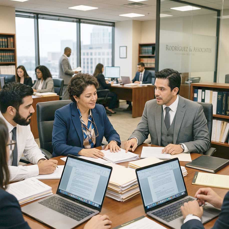 Abogado de inmigración revisando documentos con su cliente en Phoenix