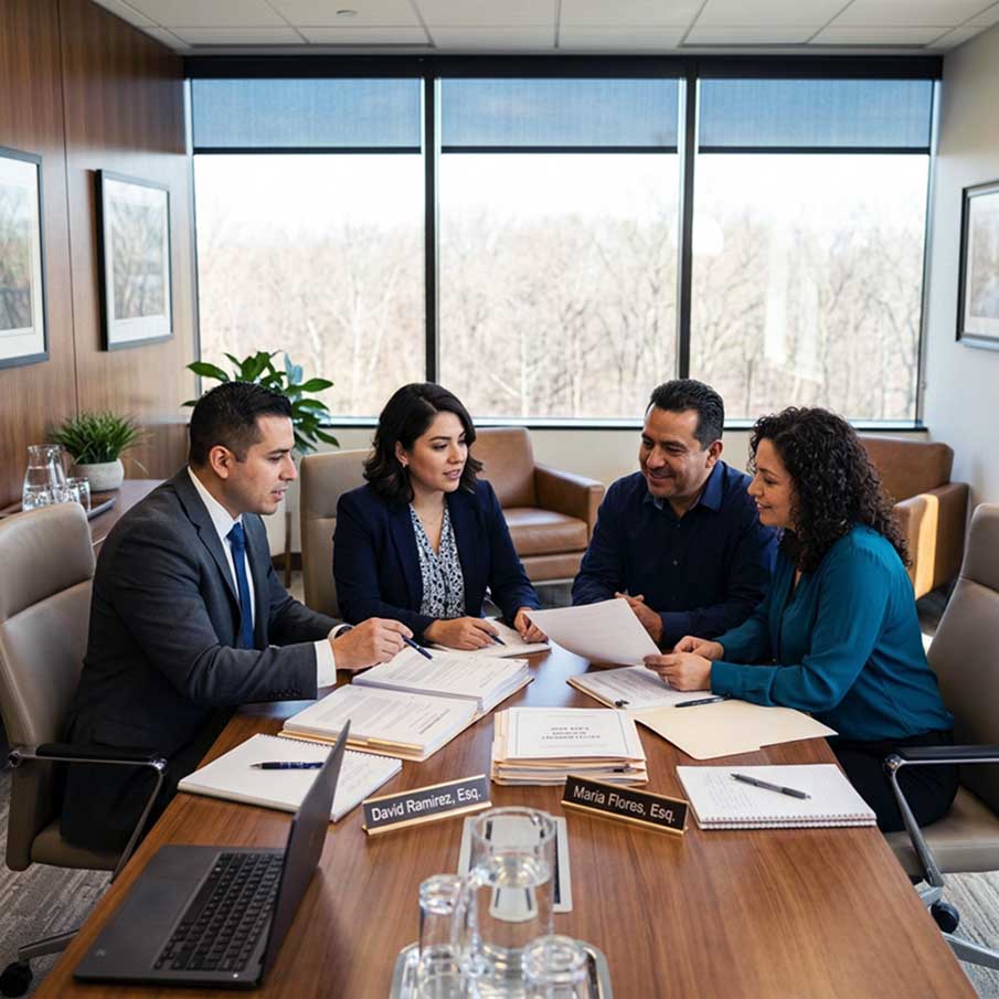 Abogado reunido con su cliente en Jersey City, New Jersey