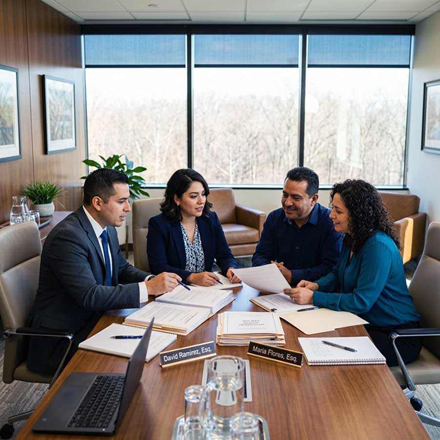 Abogado reunido con su cliente en Paterson, New Jersey
