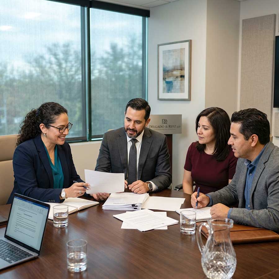 Abogado reunido con su cliente en Rio Rancho, Nuevo México