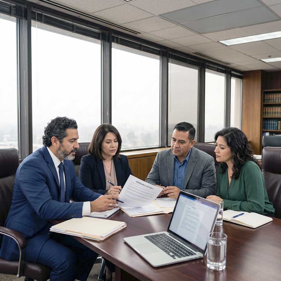 Abogado reunido con su cliente en Santa Fe, Nuevo México